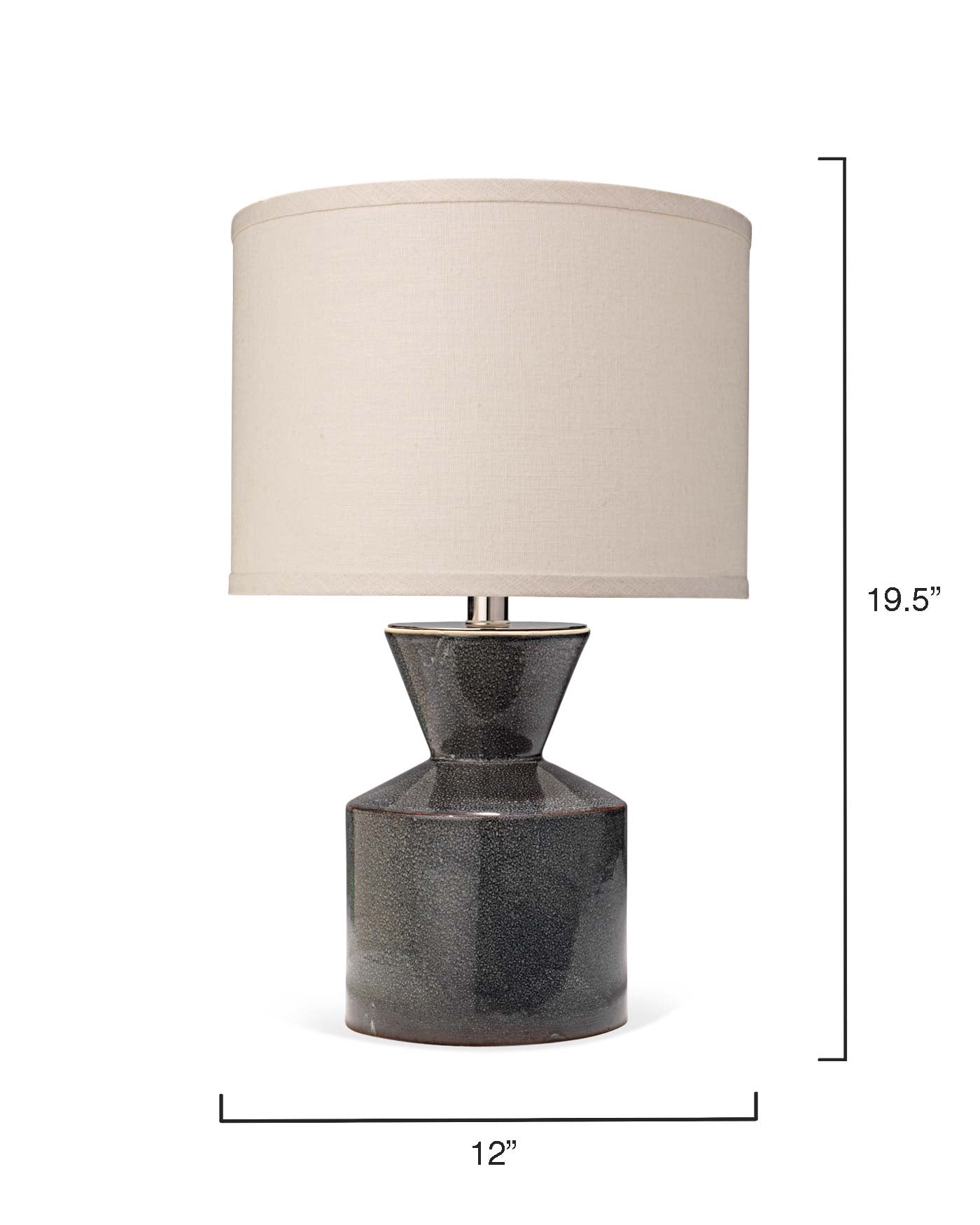 Berkley Table Lamp in Blue Cermic With Small Drum Shade in White Linen