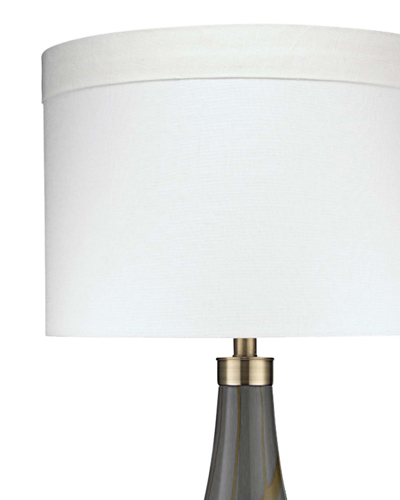 Boa Table Lamp in Taupe Glass with Classic Drum Shade in Sea Salt Linen