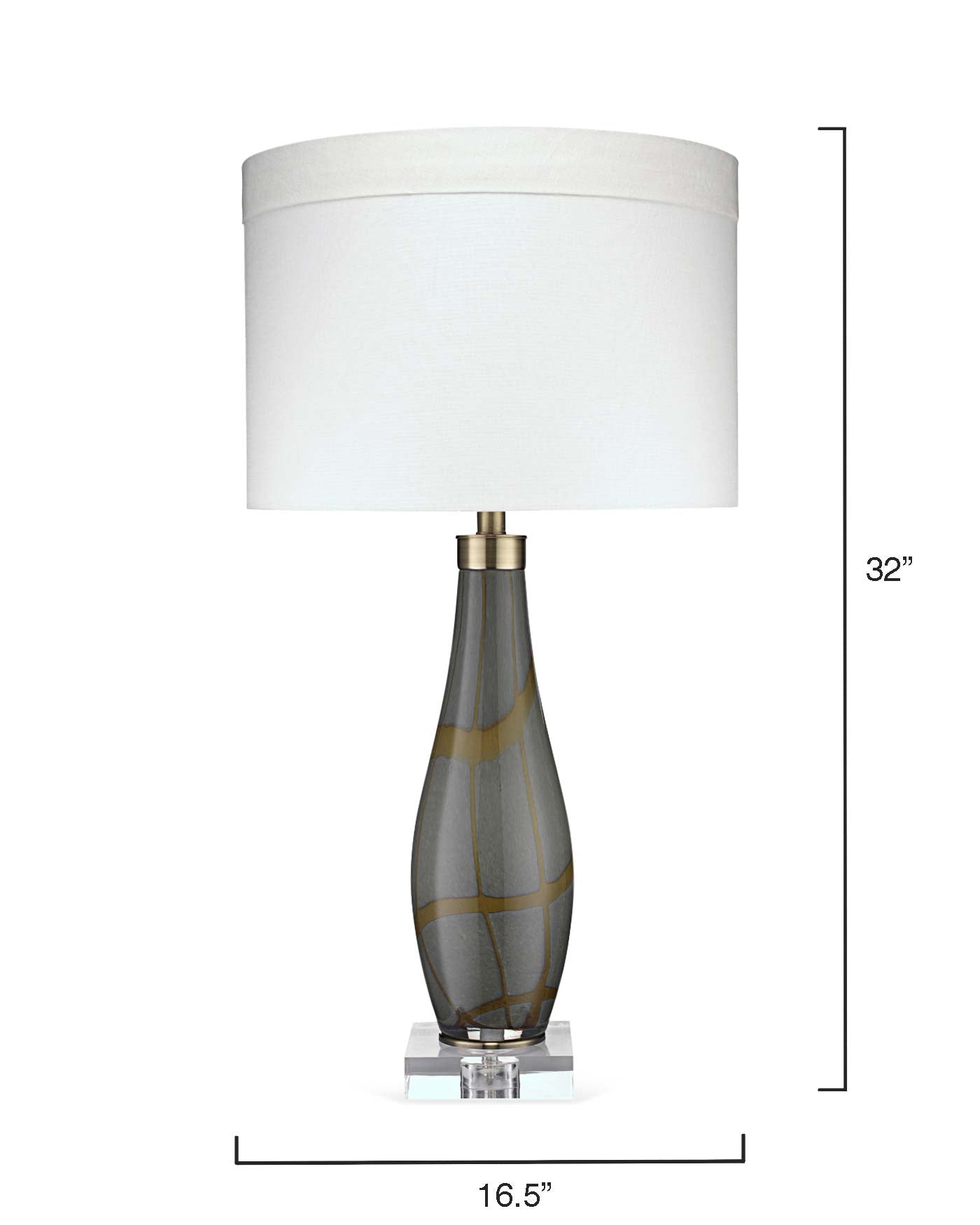 Boa Table Lamp in Taupe Glass with Classic Drum Shade in Sea Salt Linen