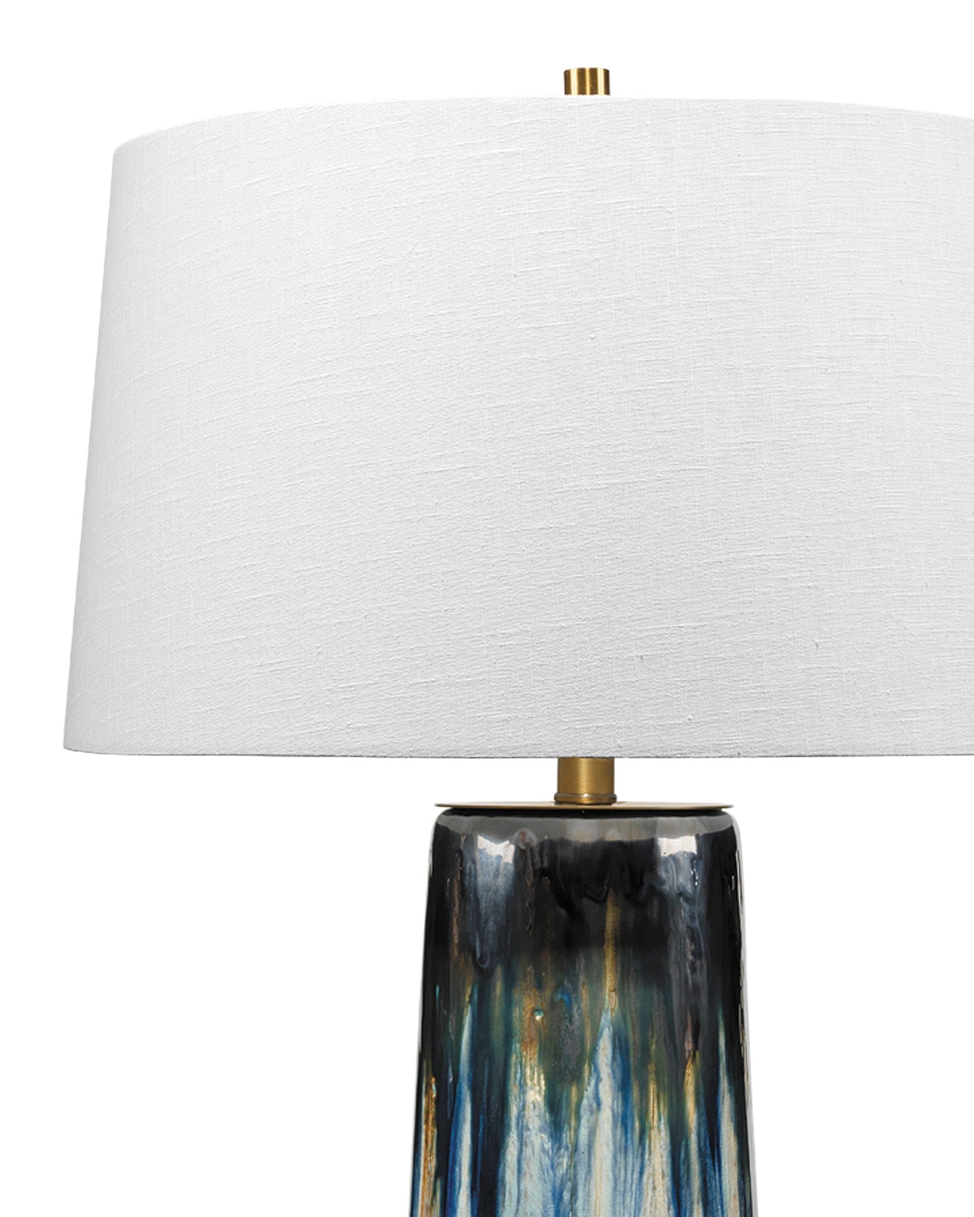 Brushstroke Table Lamp in Aqua, Dark Blue & Metallic Ombre Reactive Glaze Ceramic