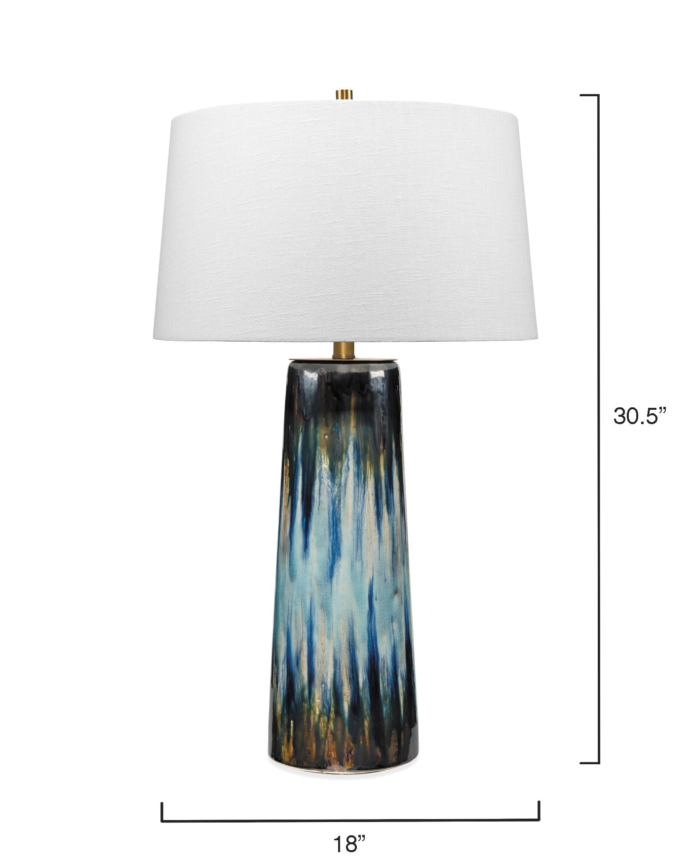 Brushstroke Table Lamp in Aqua, Dark Blue & Metallic Ombre Reactive Glaze Ceramic