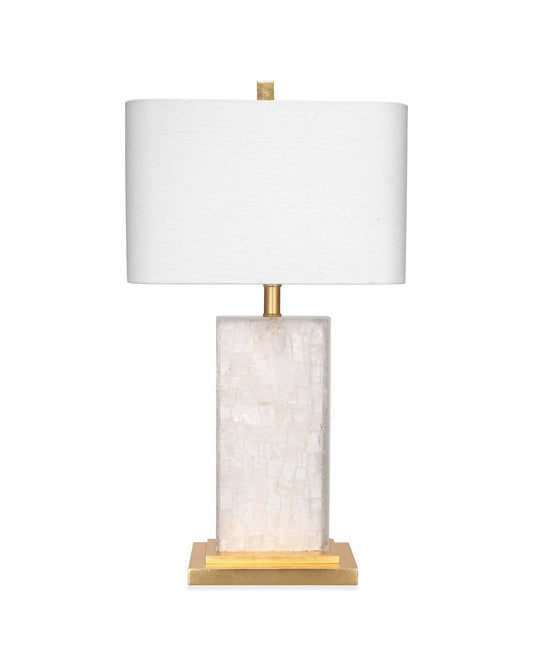 Caesar Table Lamp With Rectangle Shade in White Linen