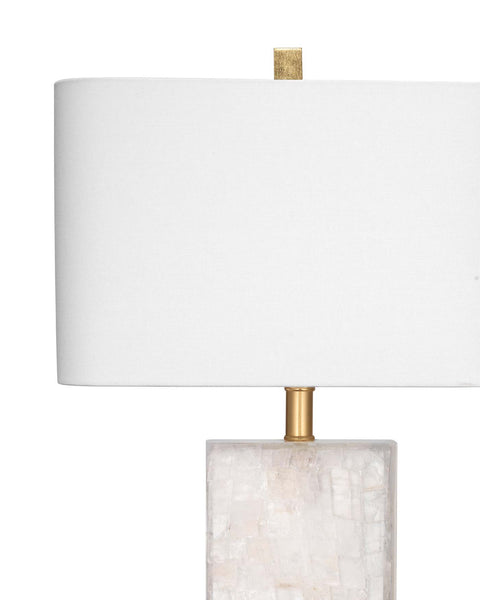 Caesar Table Lamp With Rectangle Shade in White Linen