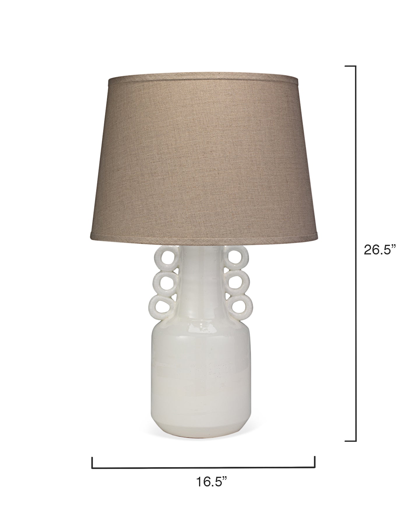 Circus Table Lamp in White Ceramic With Classic Open Cone Shade in Natural Linen