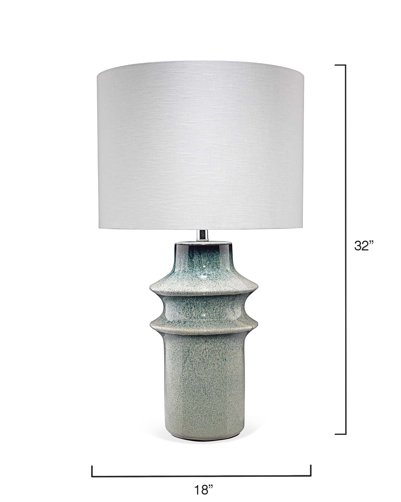 Cymbals Table Lamp in Blue Reactive Glaze Ceramic