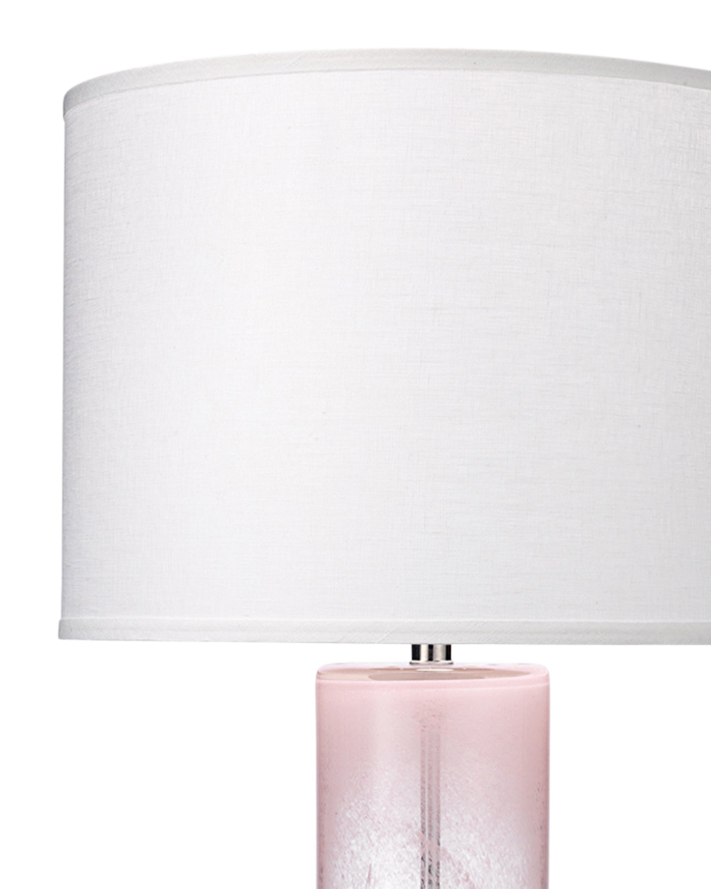 Dahlia Table Lamp in Pink Glass With Large Drum Shade in Sea Salt Linen