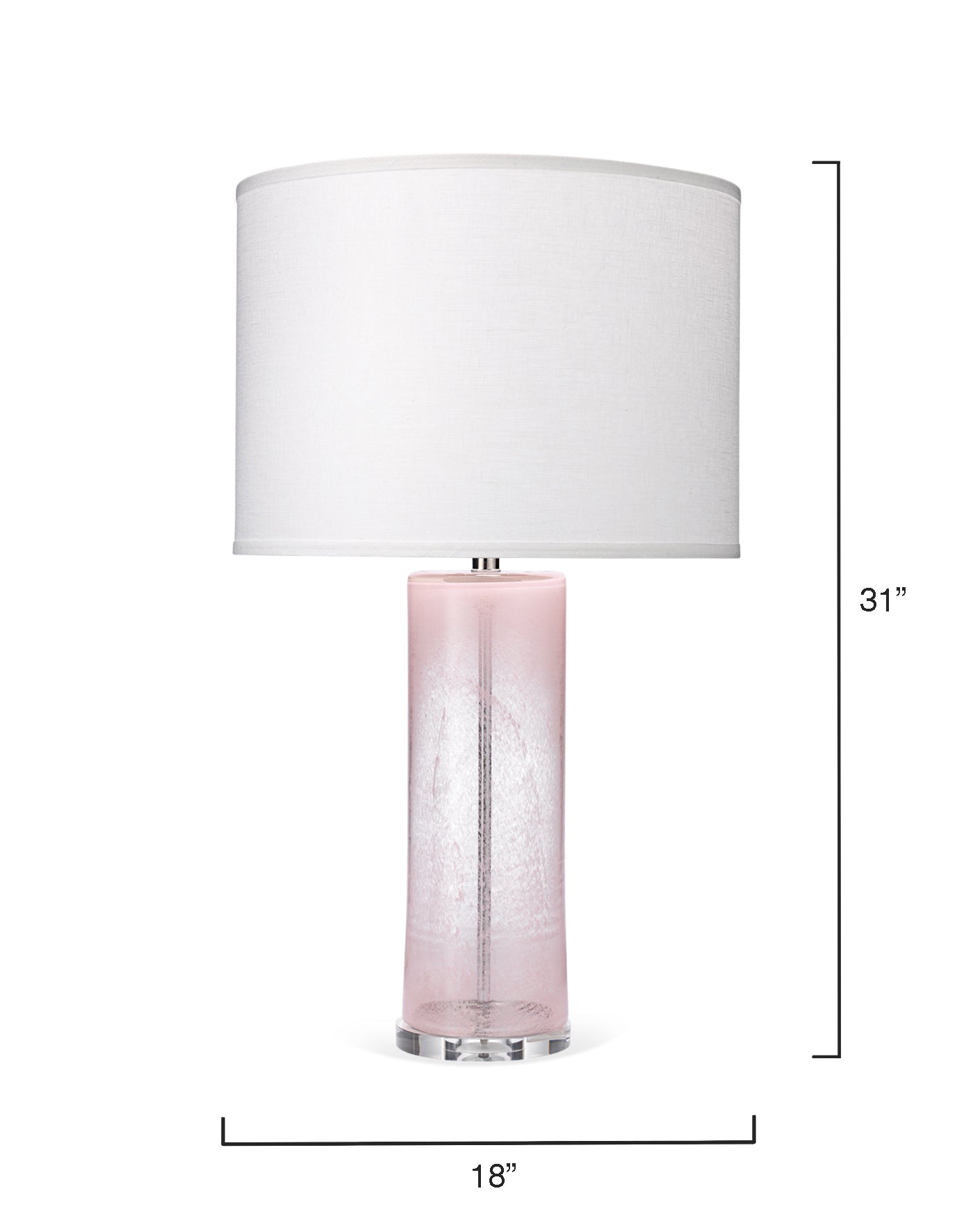 Dahlia Table Lamp in Pink Glass With Large Drum Shade in Sea Salt Linen