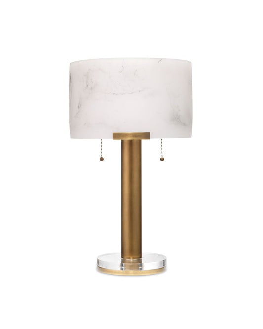 Elancourt Table Lamp in White Faux Alabaster & Antique Brass MetalFaux Alabaster Shade