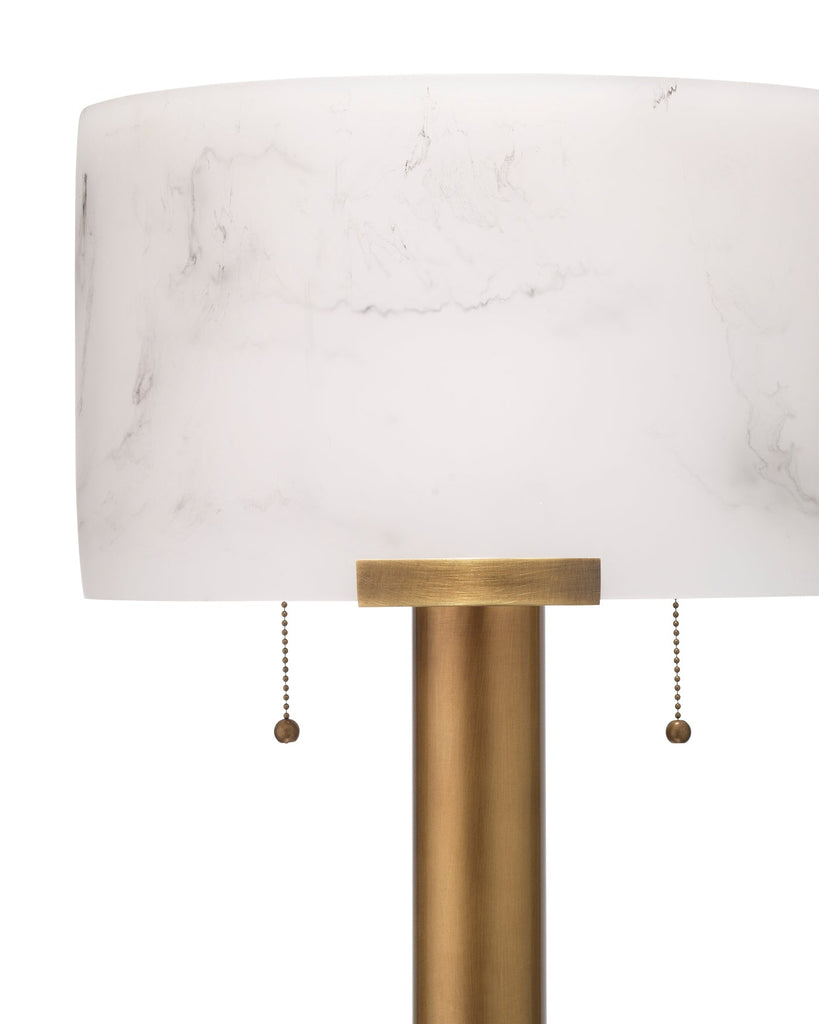 Elancourt Table Lamp in White Faux Alabaster & Antique Brass MetalFaux Alabaster Shade