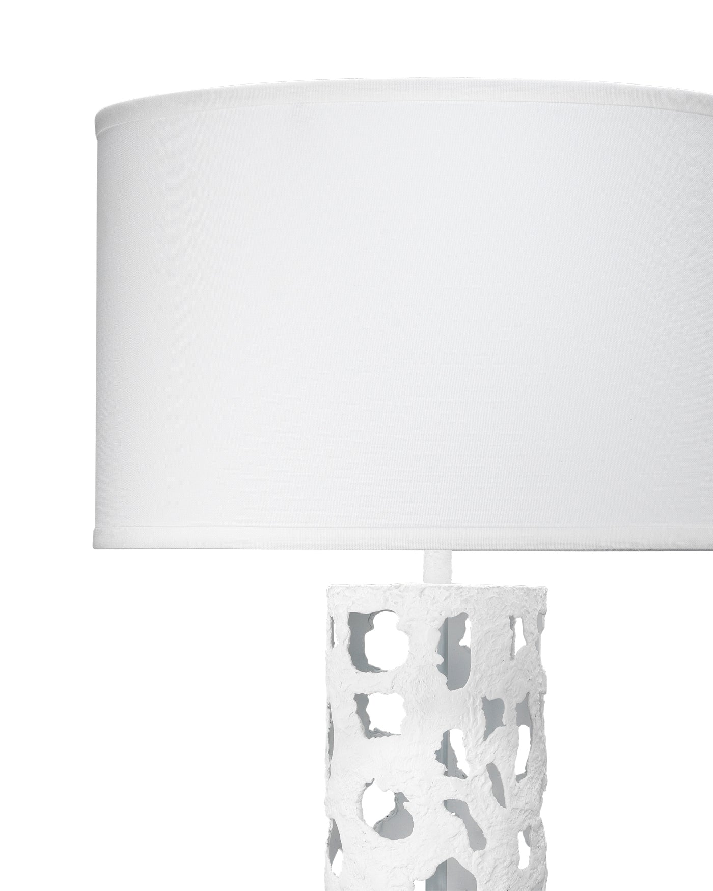 Firenze Table Lamp  in White Metal With White Linen  Drum Shade