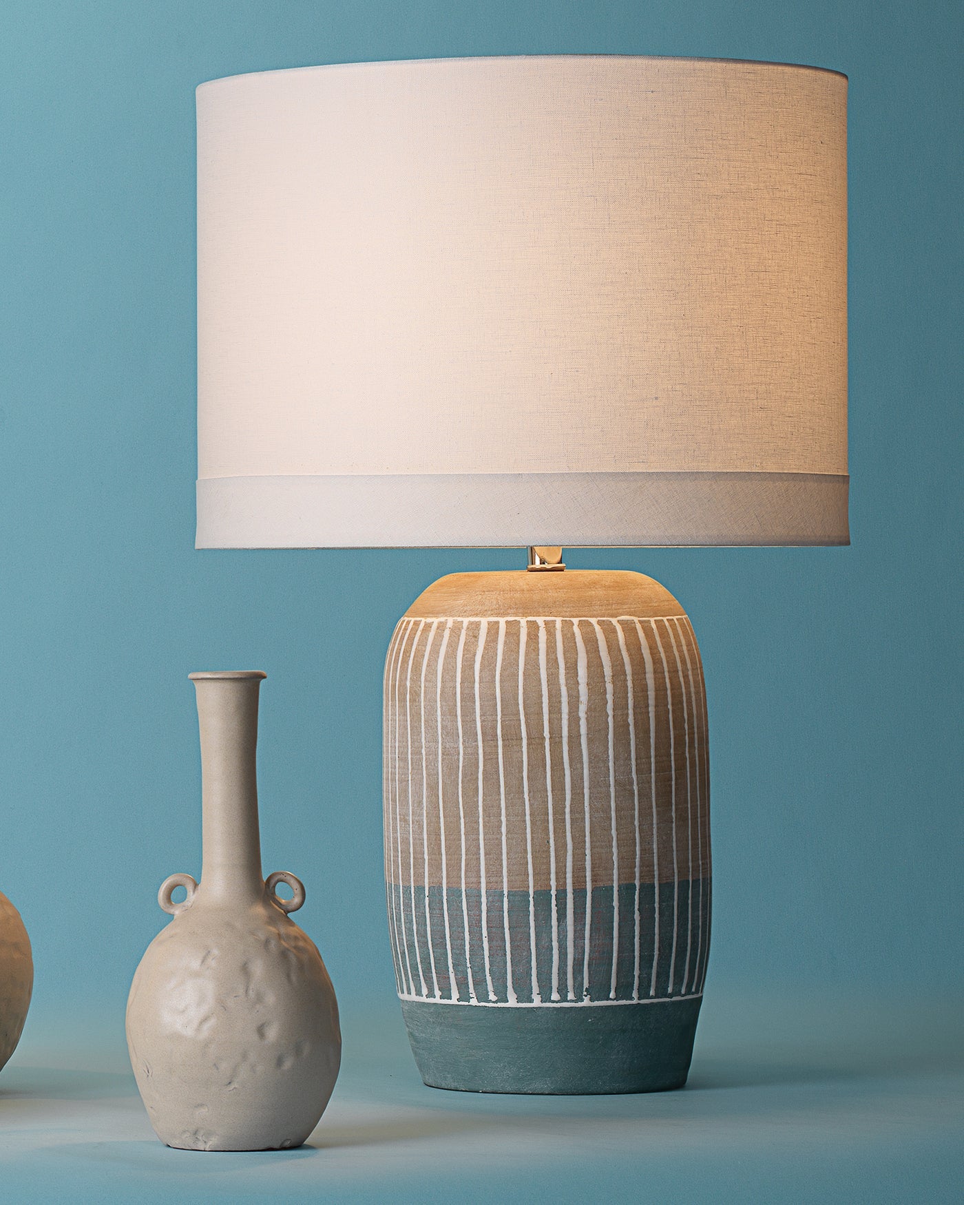 Flagstaff Table Lamp in Natural & Slate Ceramic