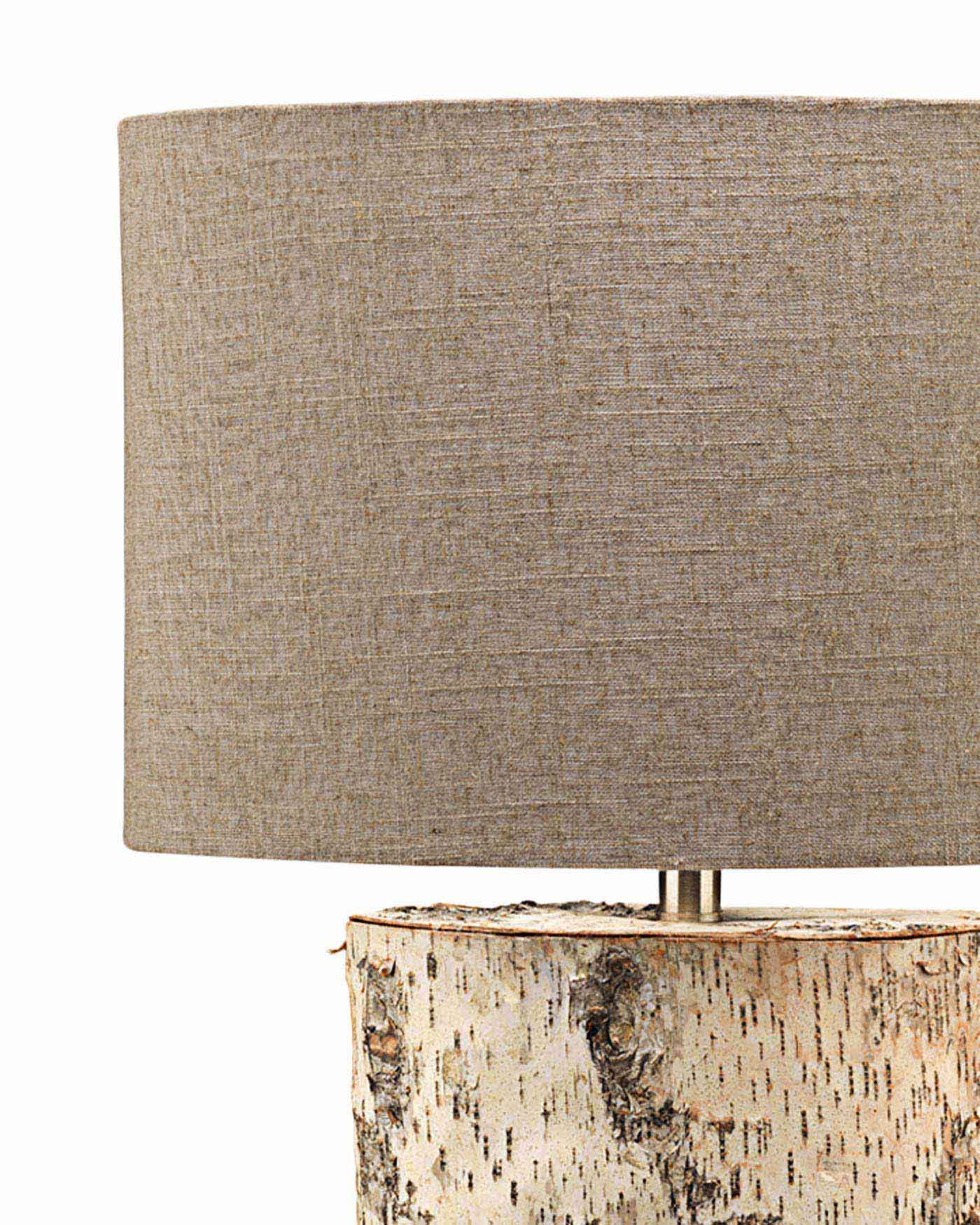 Forester Table Lamp in Birch Veneer With Oval Shade in Natural Linen