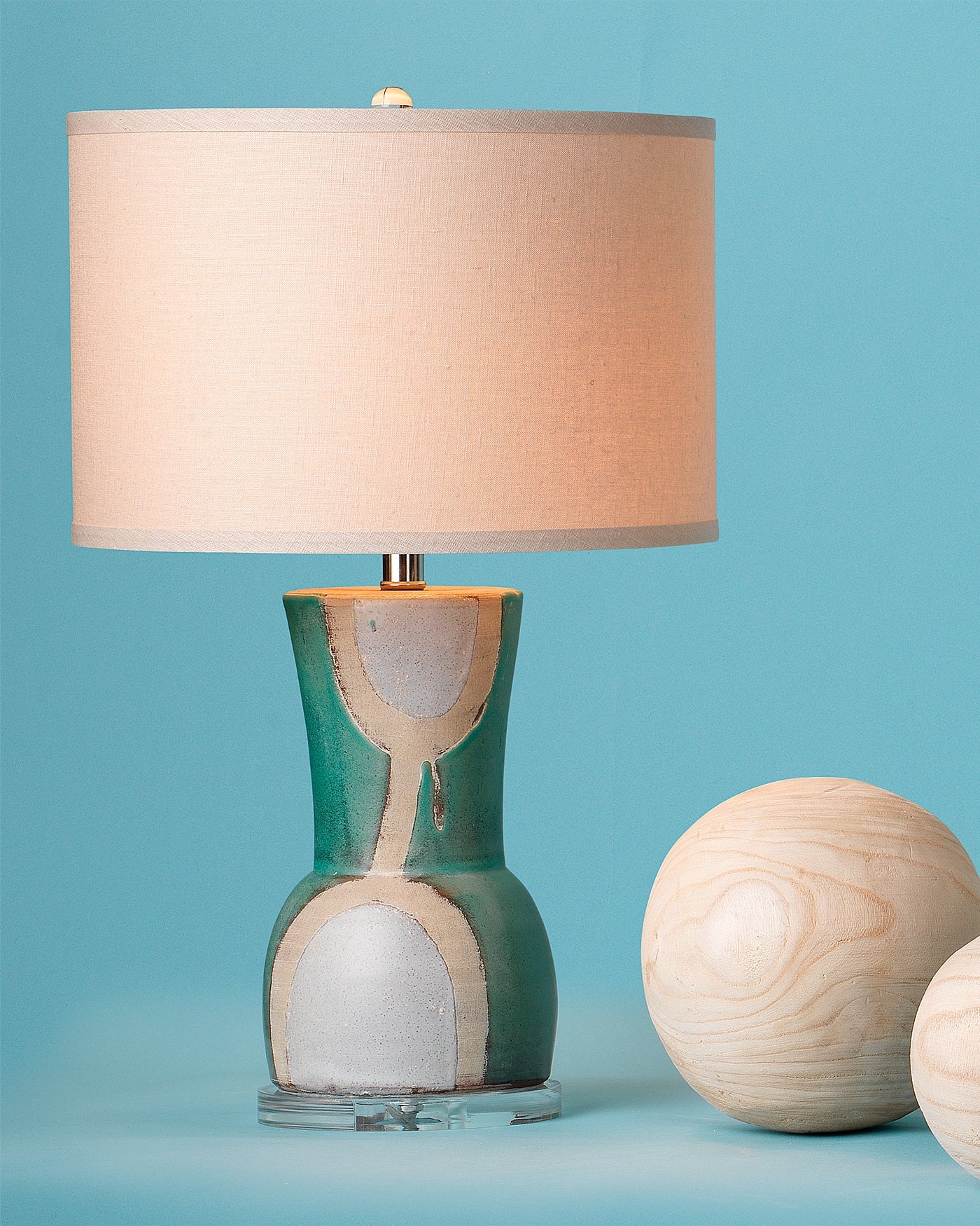 Estel Table Lamp in Aqua, Cream & Natural Ceramic