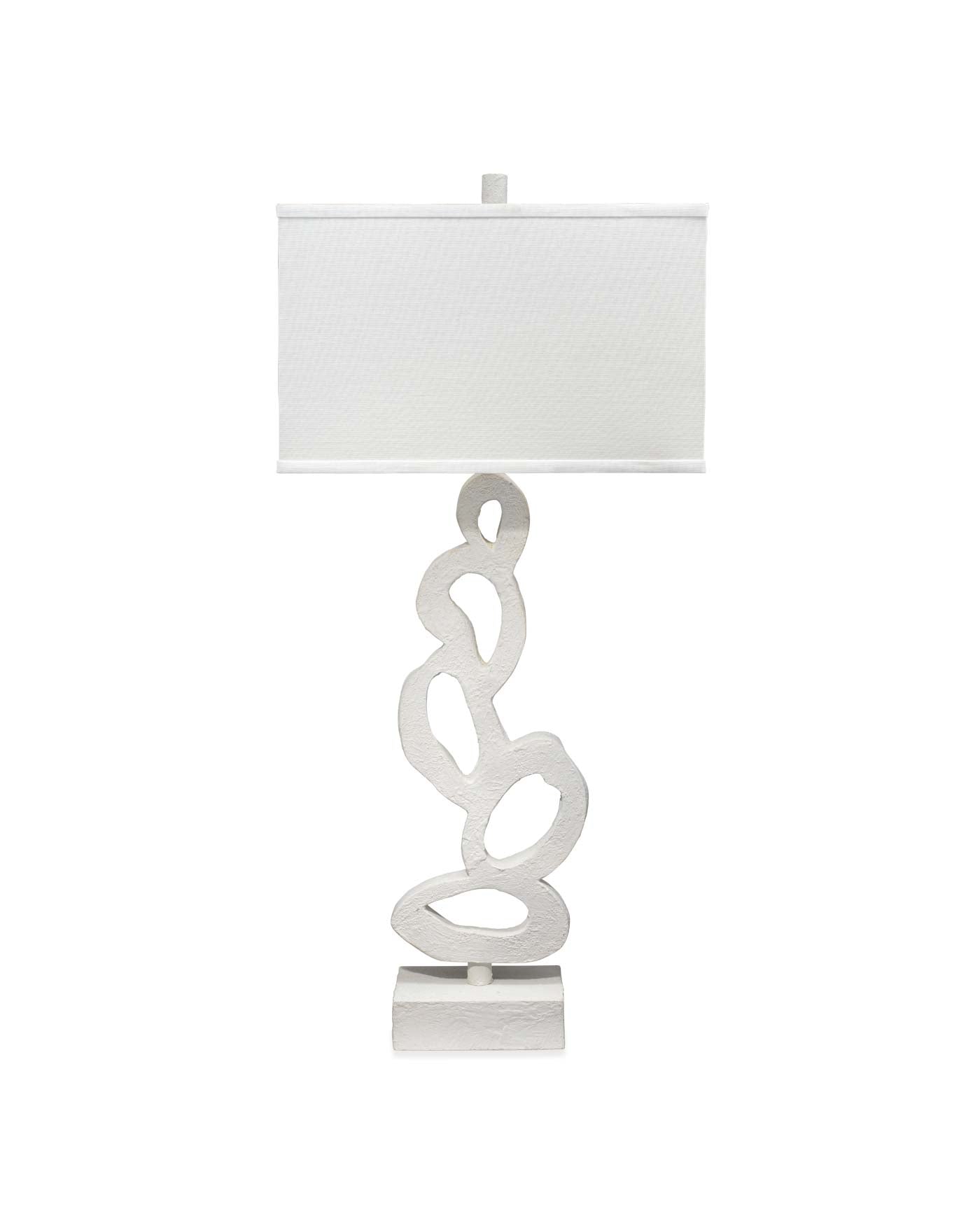 Ivy Table Lamp in White Gesso with Rectangle Shade in Off White Linen