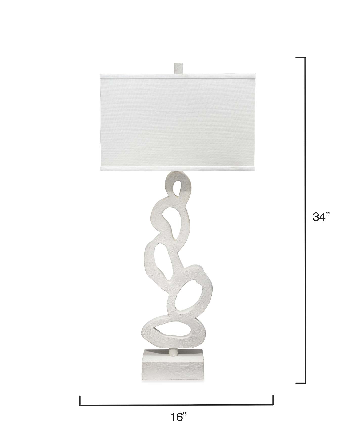 Ivy Table Lamp in White Gesso with Rectangle Shade in Off White Linen