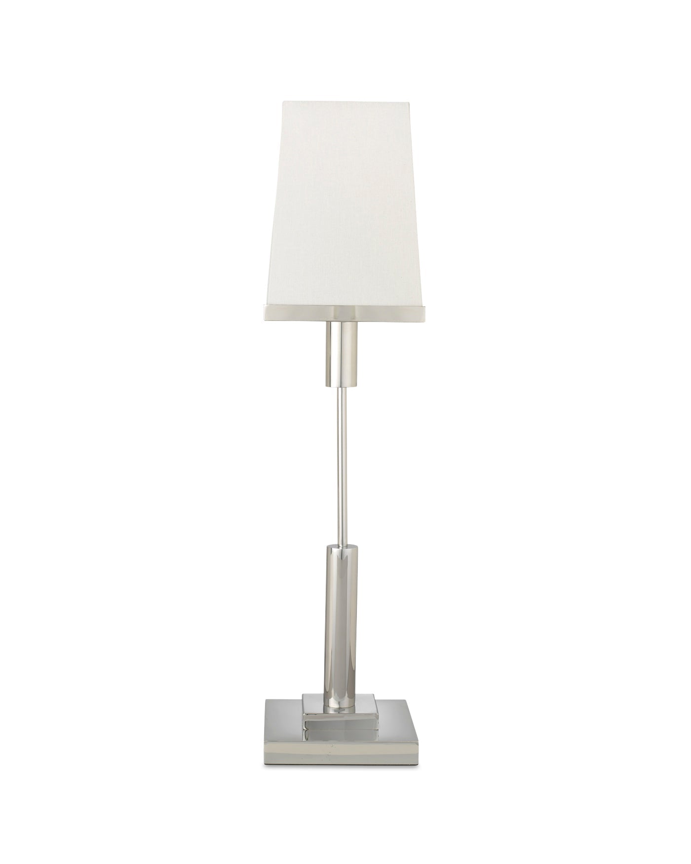 Jud Table Lamp in Oil Rubbed Bronze With Small Square Open Cone Shade in White Linen