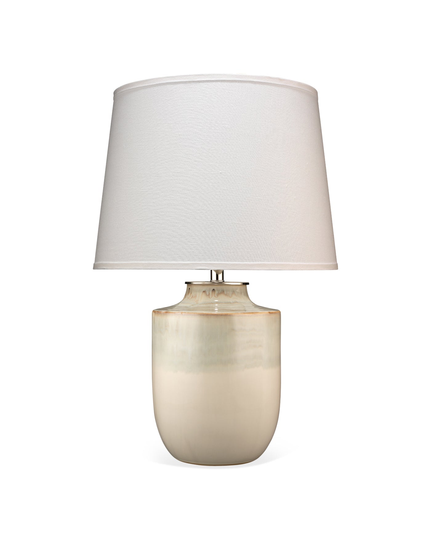 Lagoon Table Lamp in Cream Ceramic With Large Cone Shade in White Linen