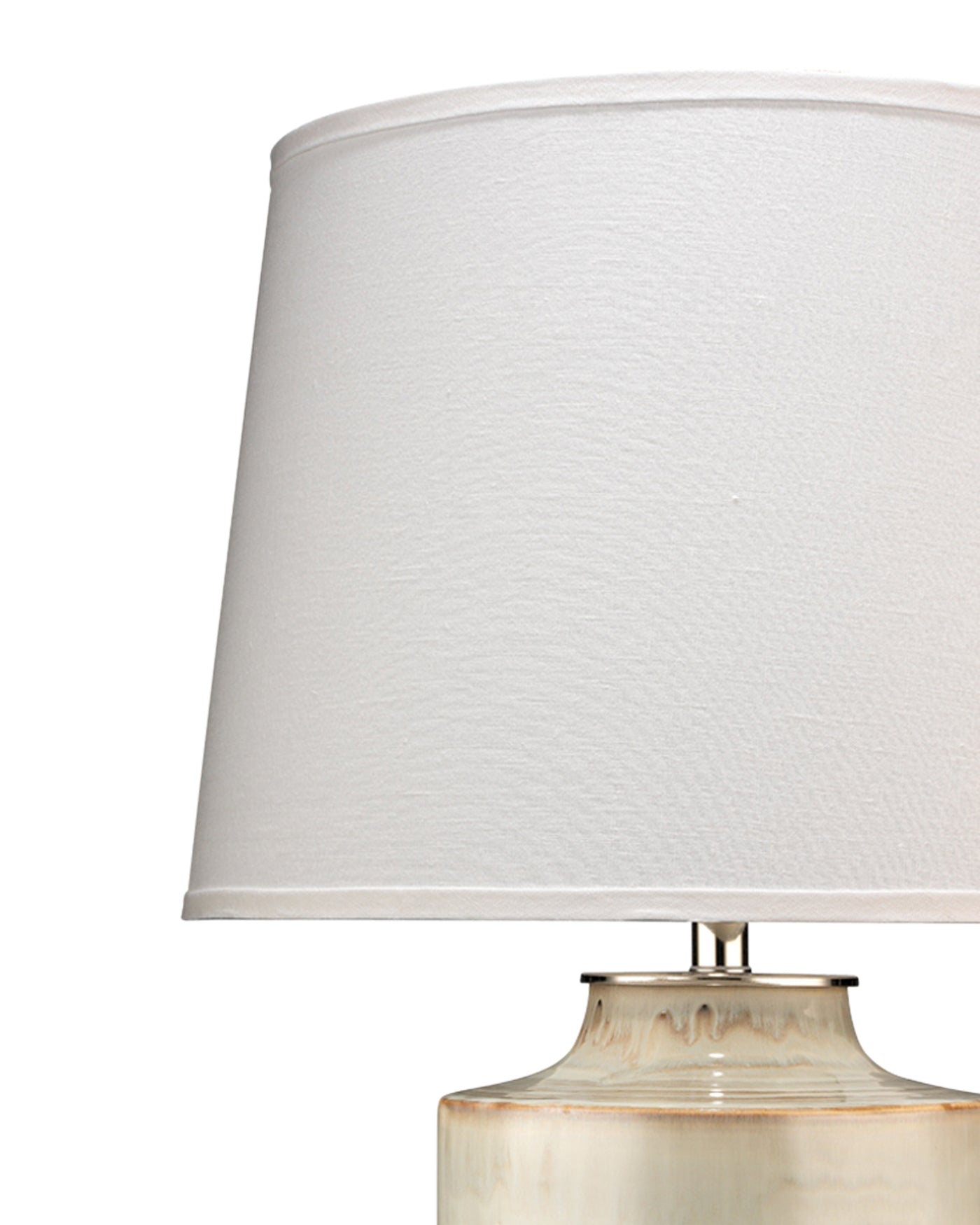 Lagoon Table Lamp in Cream Ceramic With Large Cone Shade in White Linen