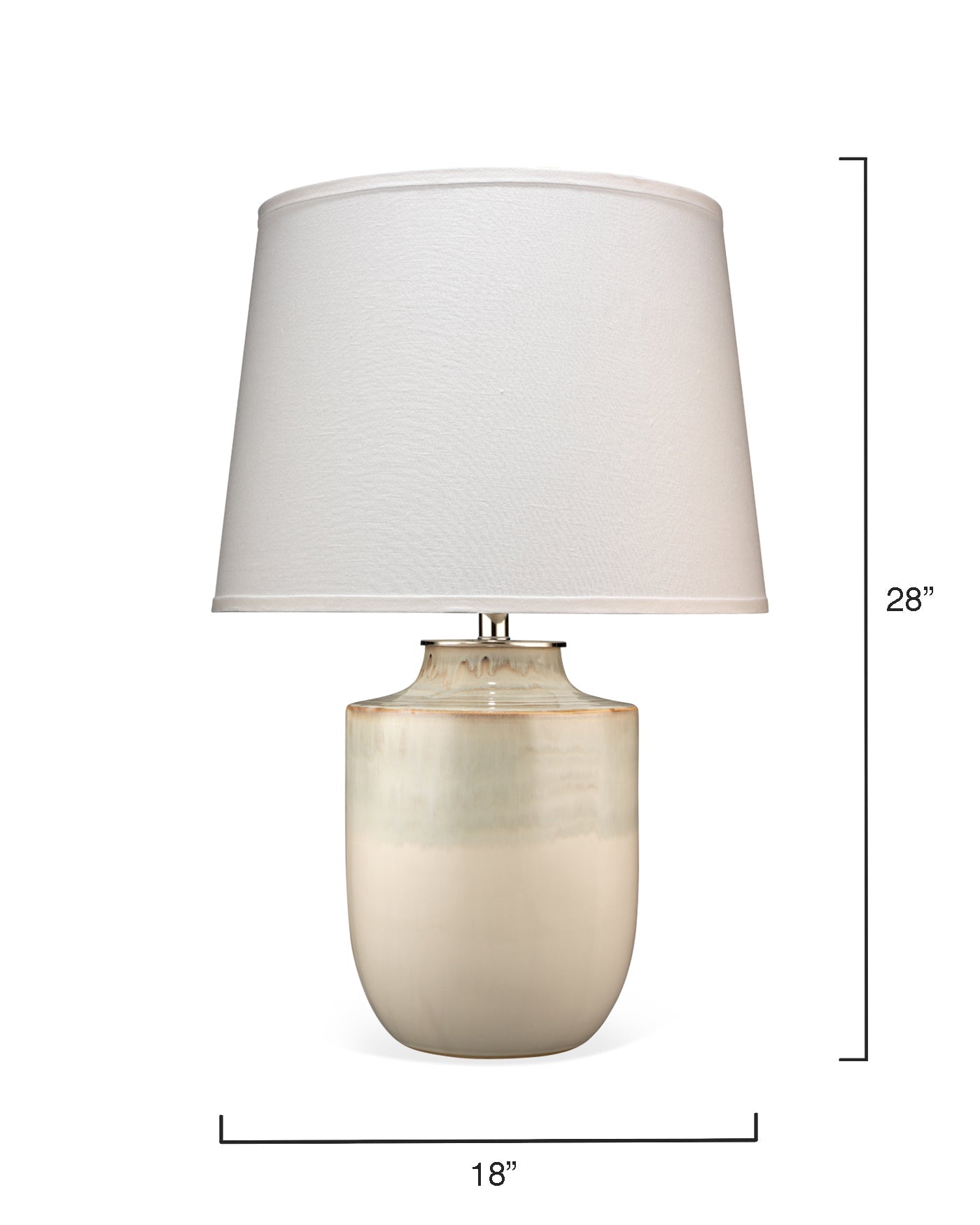 Lagoon Table Lamp in Cream Ceramic With Large Cone Shade in White Linen