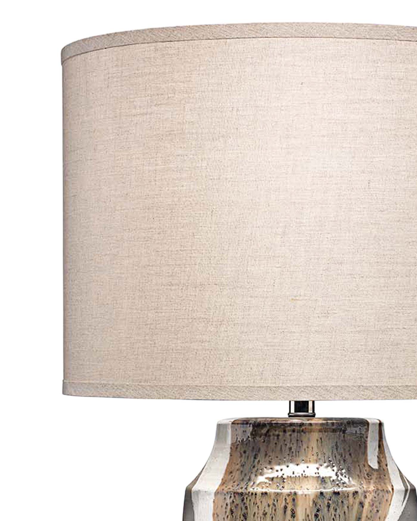 Landslide Table Lamp in Matte Grey Ceramic With Beige & White Drip