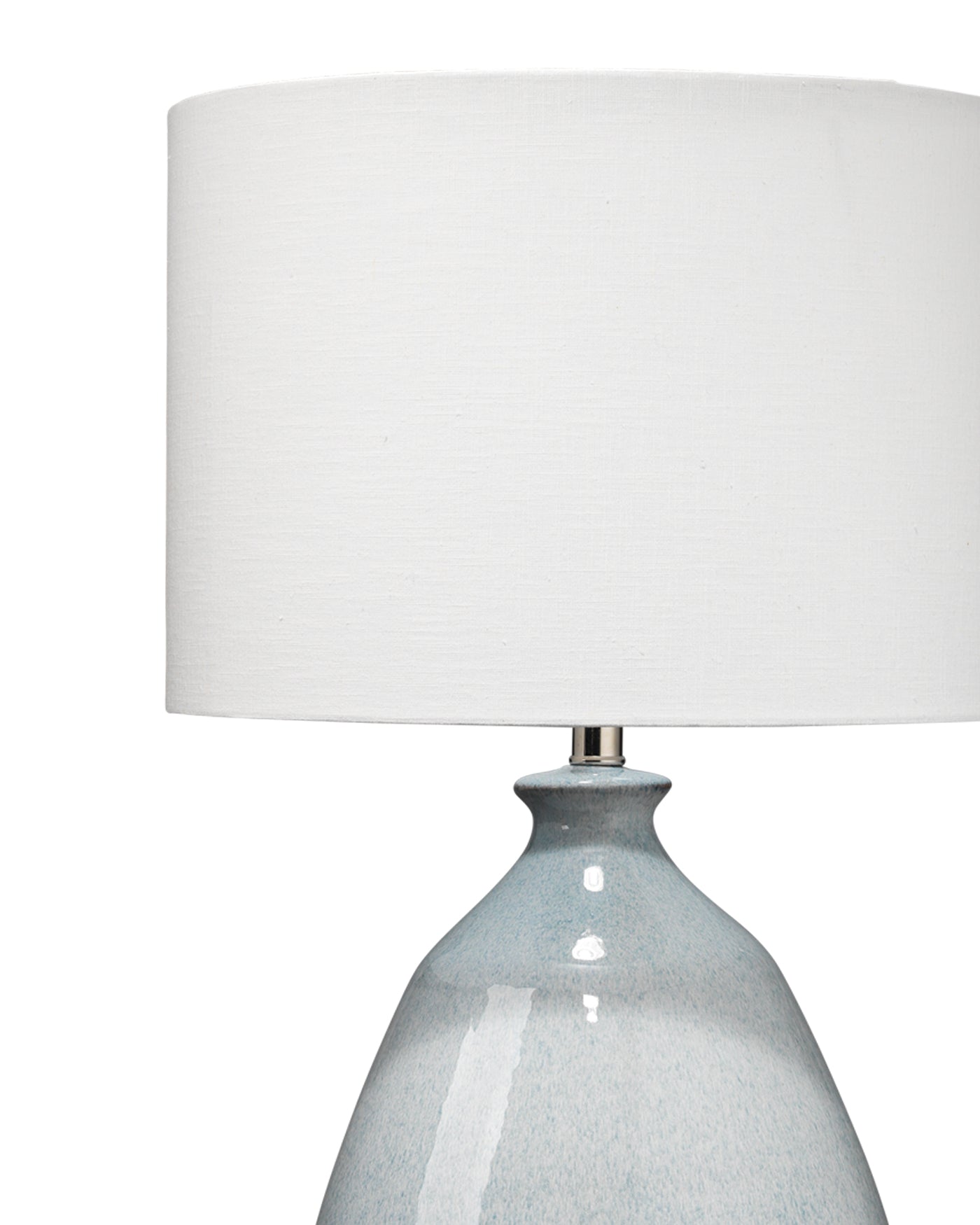 Levi Table Lamp In Washed Blue Reactive Glaze Ceramic With Drum Shade In White Linen