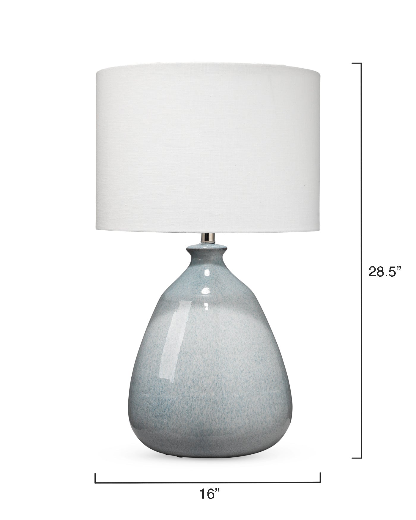 Levi Table Lamp In Washed Blue Reactive Glaze Ceramic With Drum Shade In White Linen