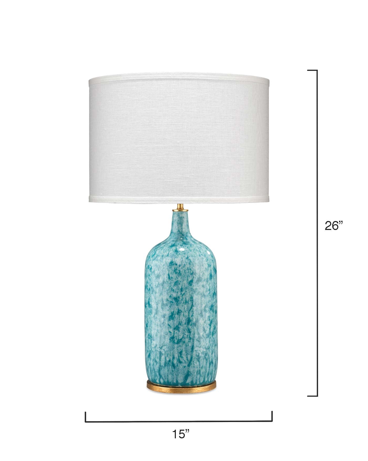 Madeline Table Lamp in Blue Ceramic With Medium Drum Shade in White Linen