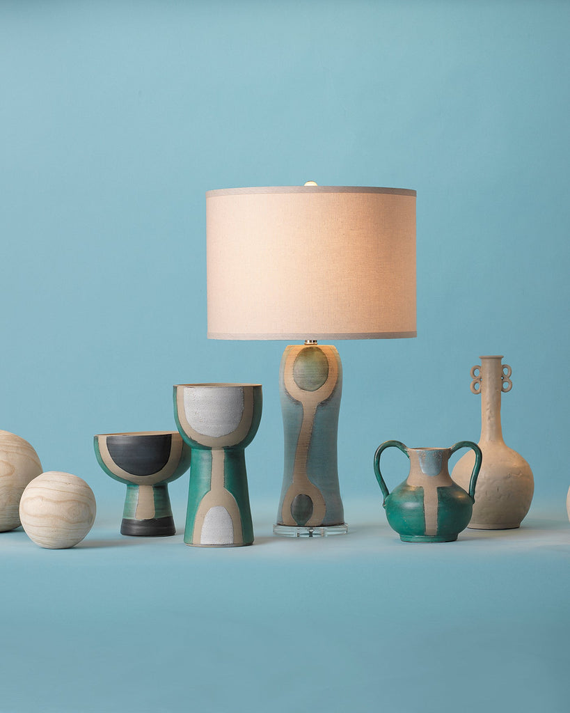 Maryln Table Lamp in Blue, Black & Natural Ceramic