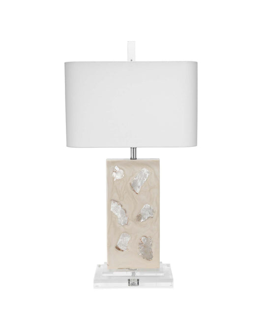 Parthenon Table Lamp With Rectangle Shade in White Linen