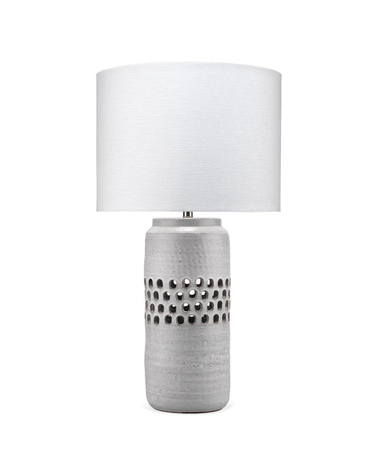 Perforated Table Lamp in Matte Frosted Grey Ceramic