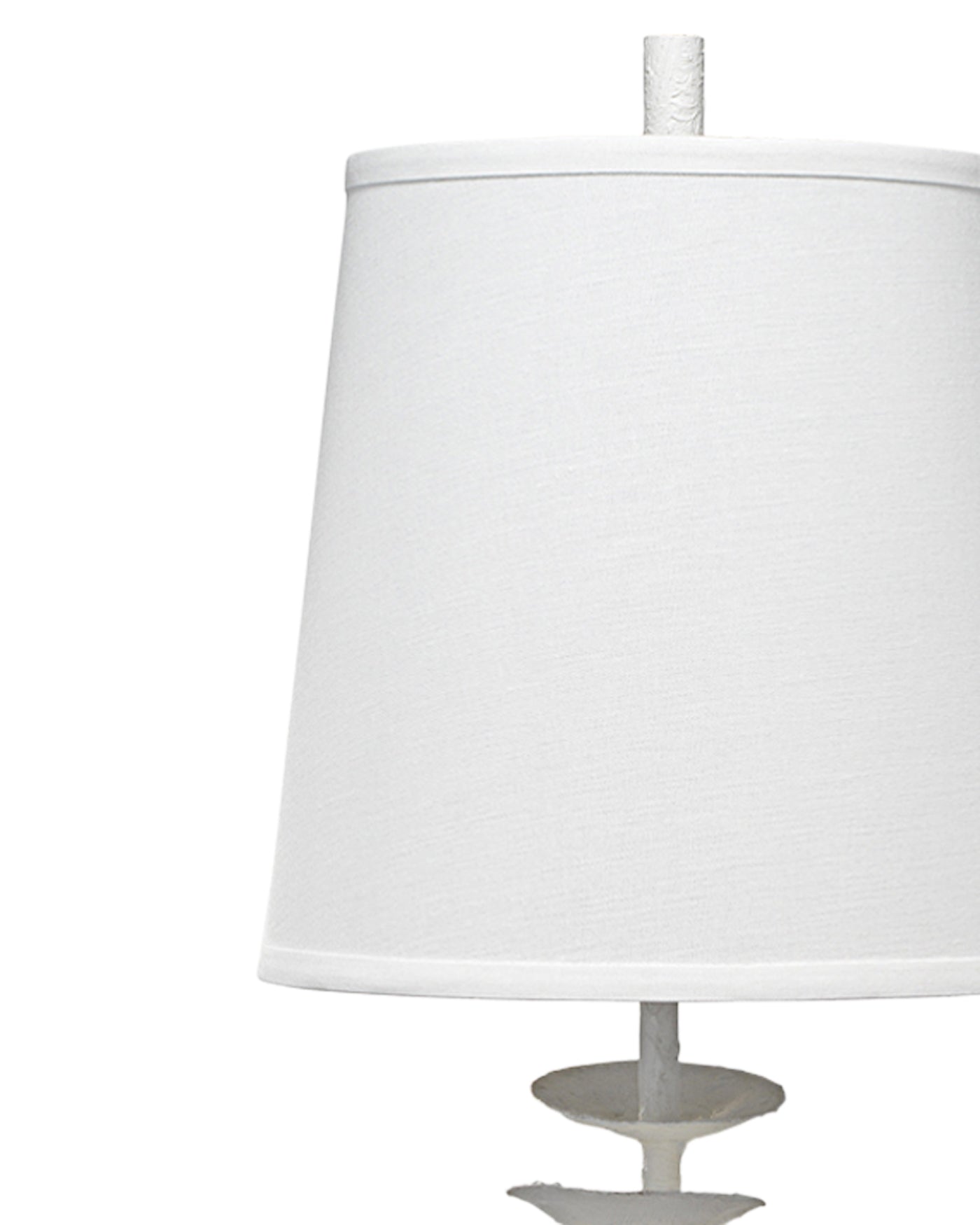 Petals Table Lamp in White Gesso with Cone Shade in Off White Linen