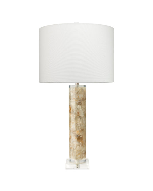 Peyton Table Lamp With Drum Shade in White Linen