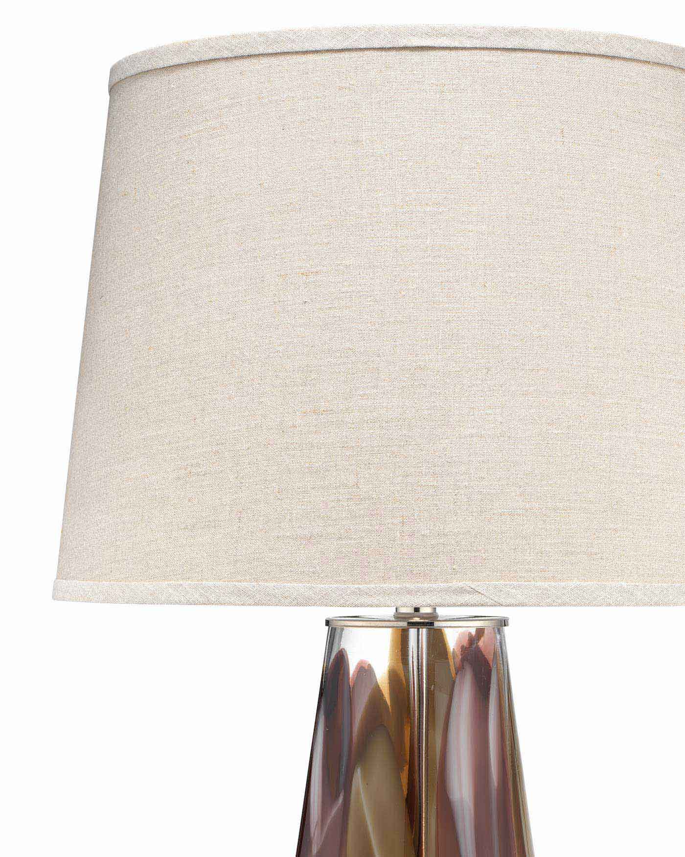 Watercolor Table Lamp in Plum Glass with Cone Shade in Natural Linen