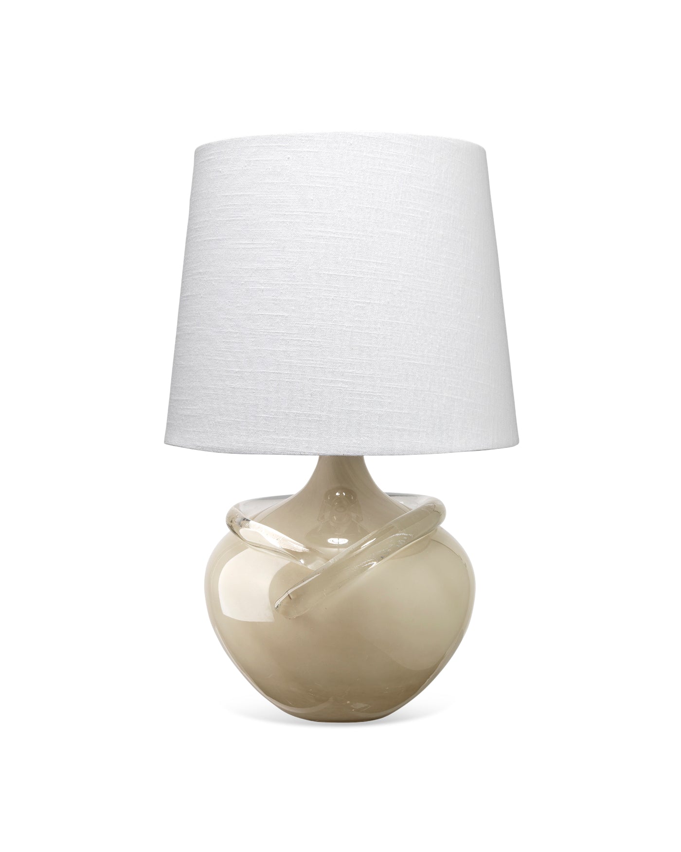 Wesley Table Lamp in Taupe Glass With White Linen Cone Shade