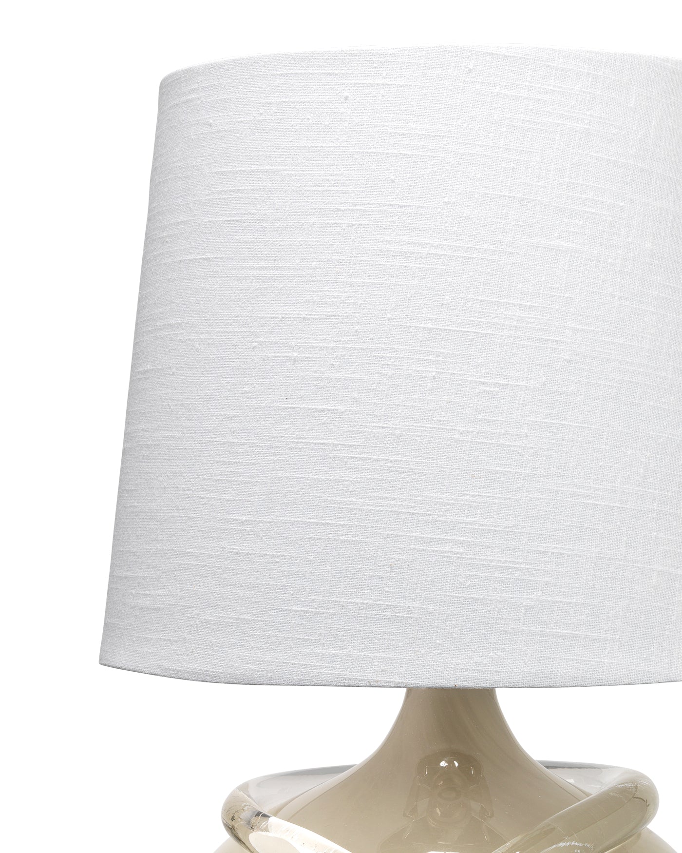 Wesley Table Lamp in Taupe Glass With White Linen Cone Shade