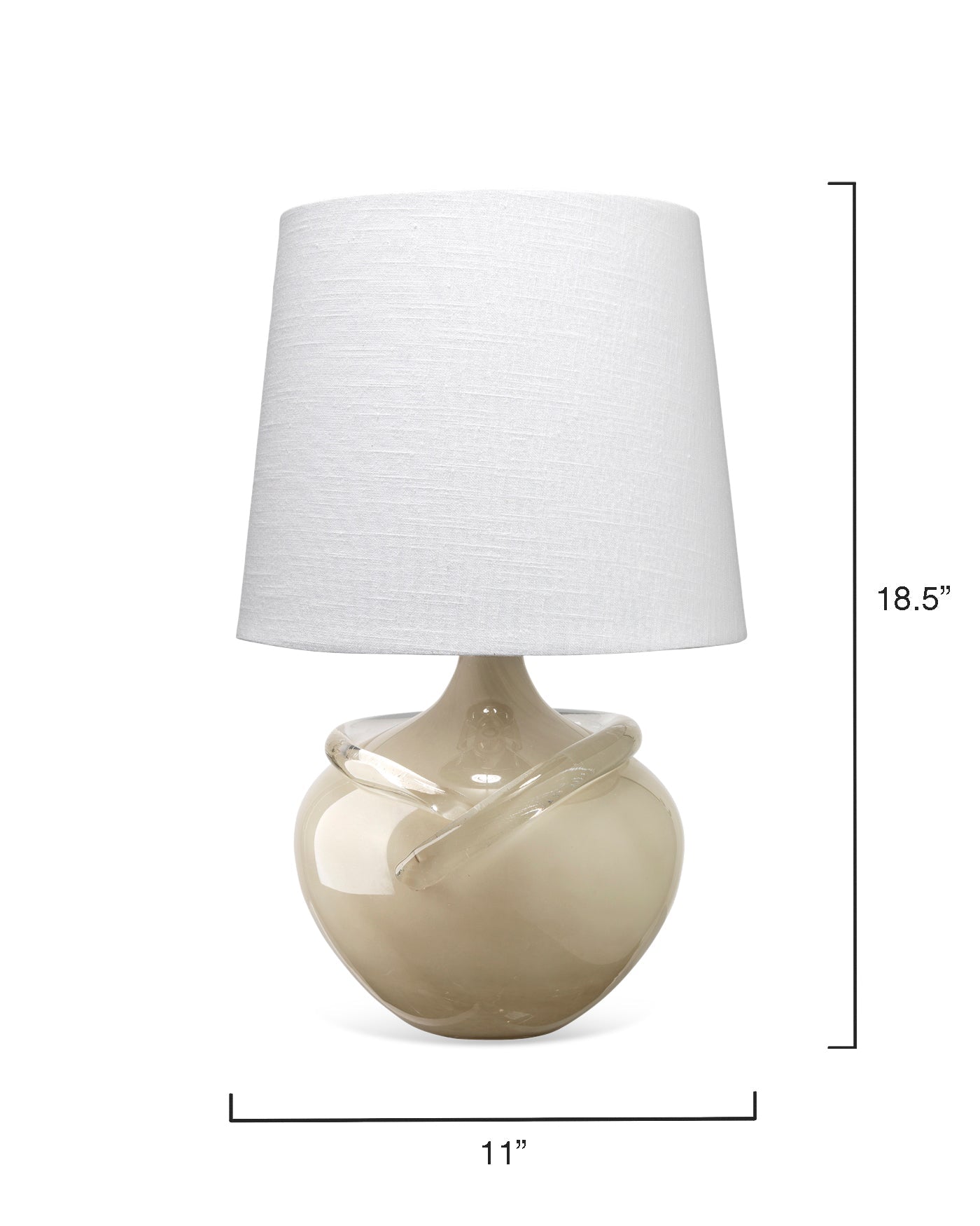 Wesley Table Lamp in Taupe Glass With White Linen Cone Shade