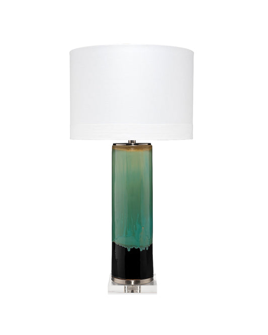 Wythe Table Lamp in Aqua, Black & Cream Glaze Ceramic