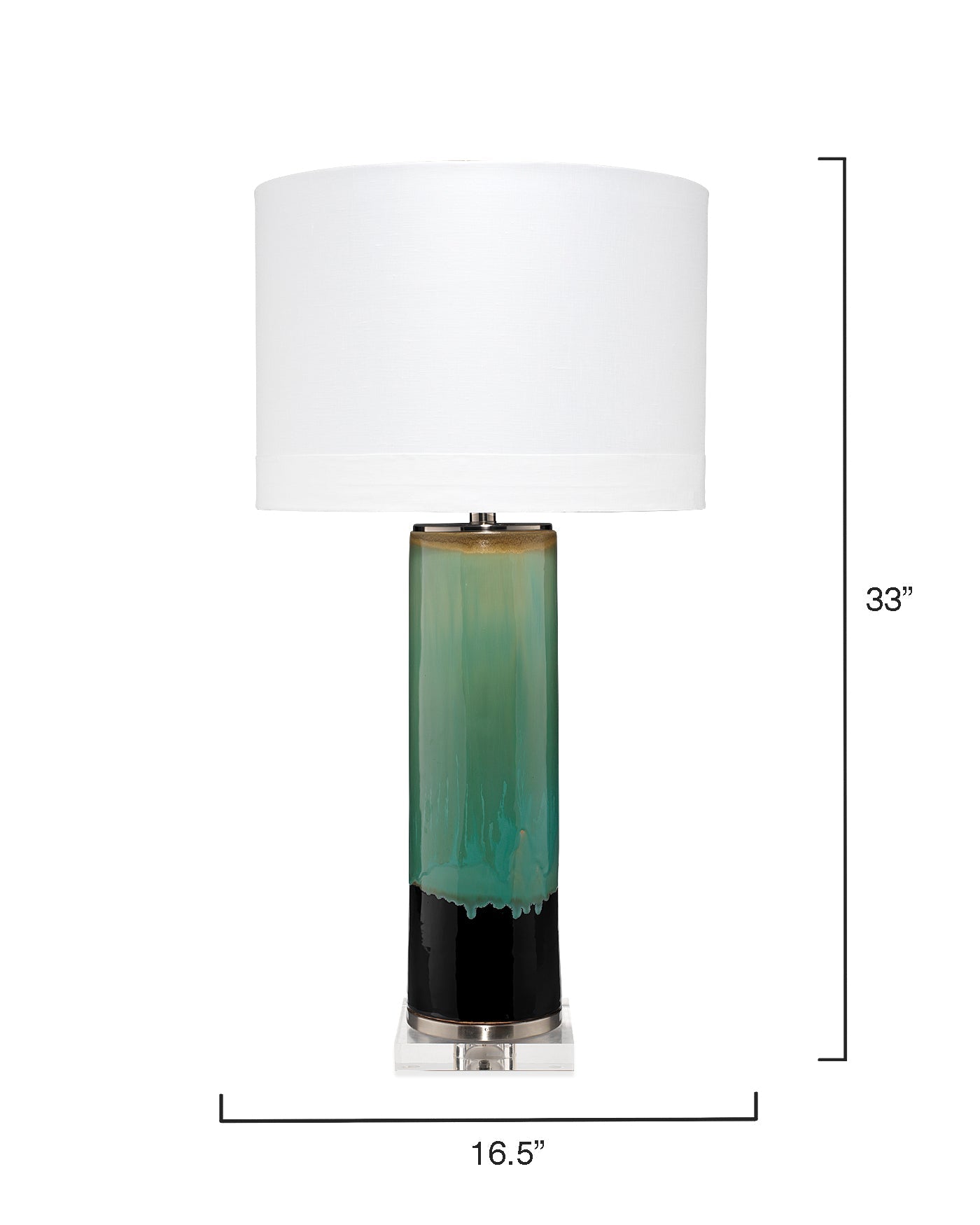 Wythe Table Lamp in Aqua, Black & Cream Glaze Ceramic