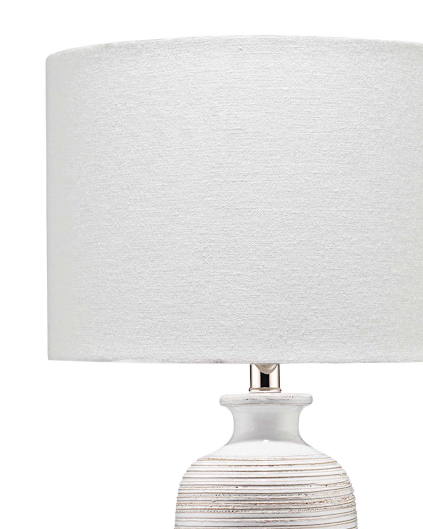 Ashwell Table Lamp in Off-White/Natural Glaze Ceramic With Drum Shade in Cream Linen