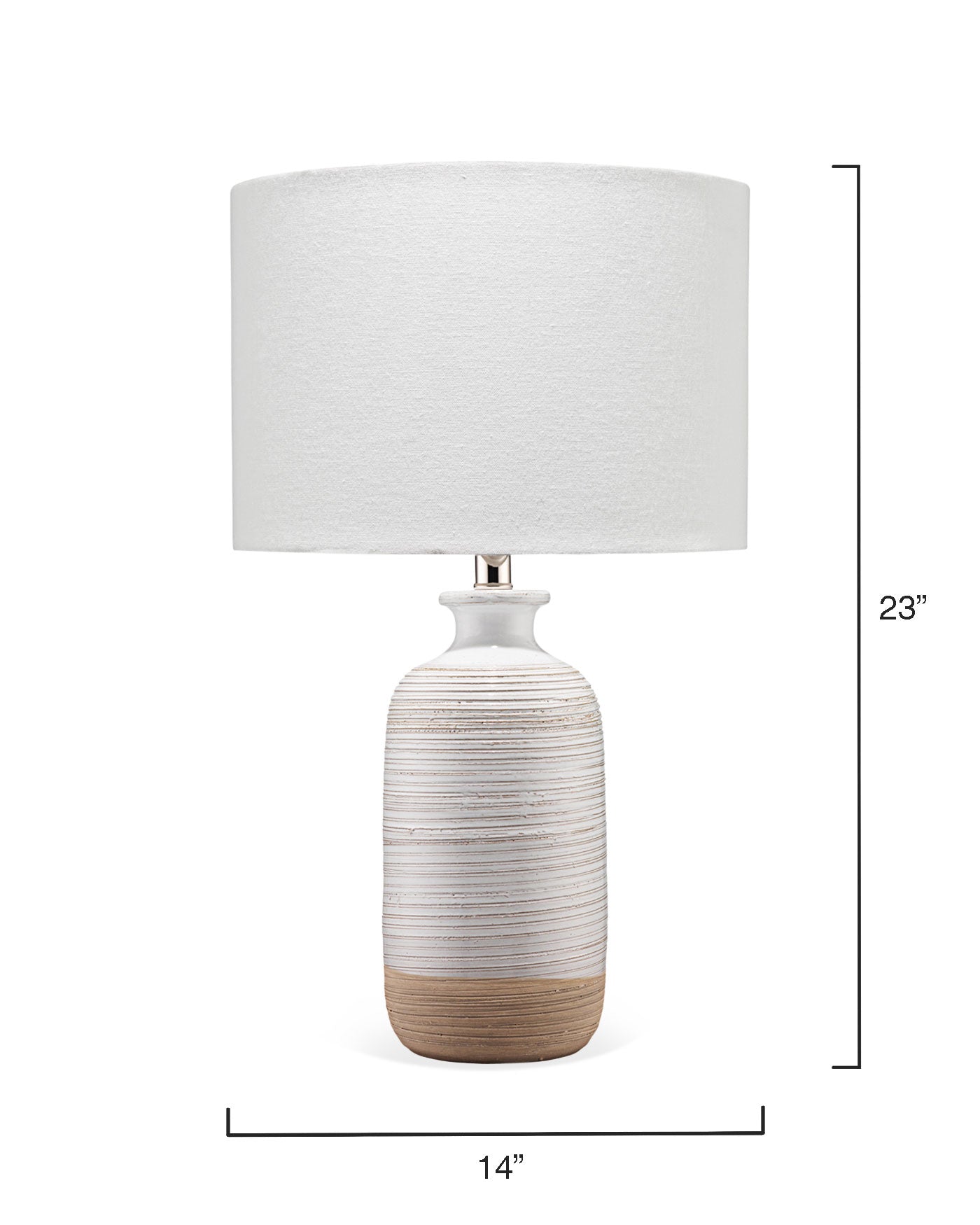 Ashwell Table Lamp in Off-White/Natural Glaze Ceramic With Drum Shade in Cream Linen