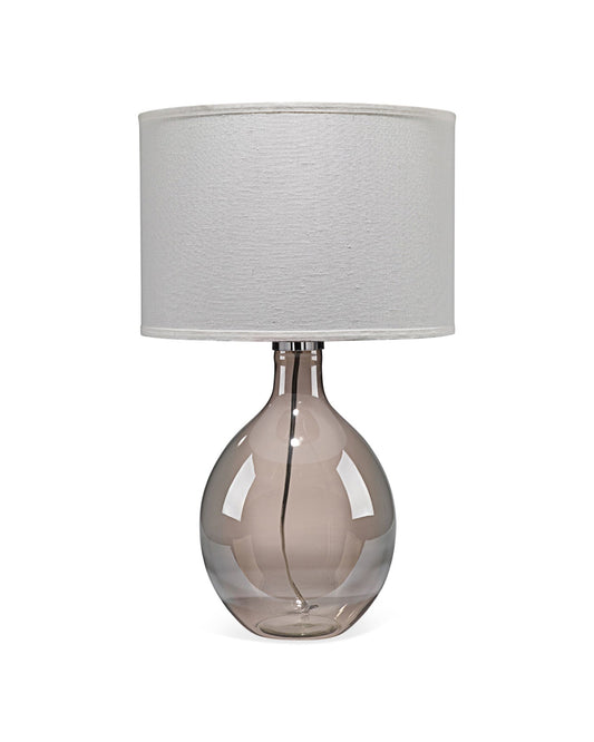 Juliette Table Lamp in Grey Glass With Drum Shade in Sea Salt Linen