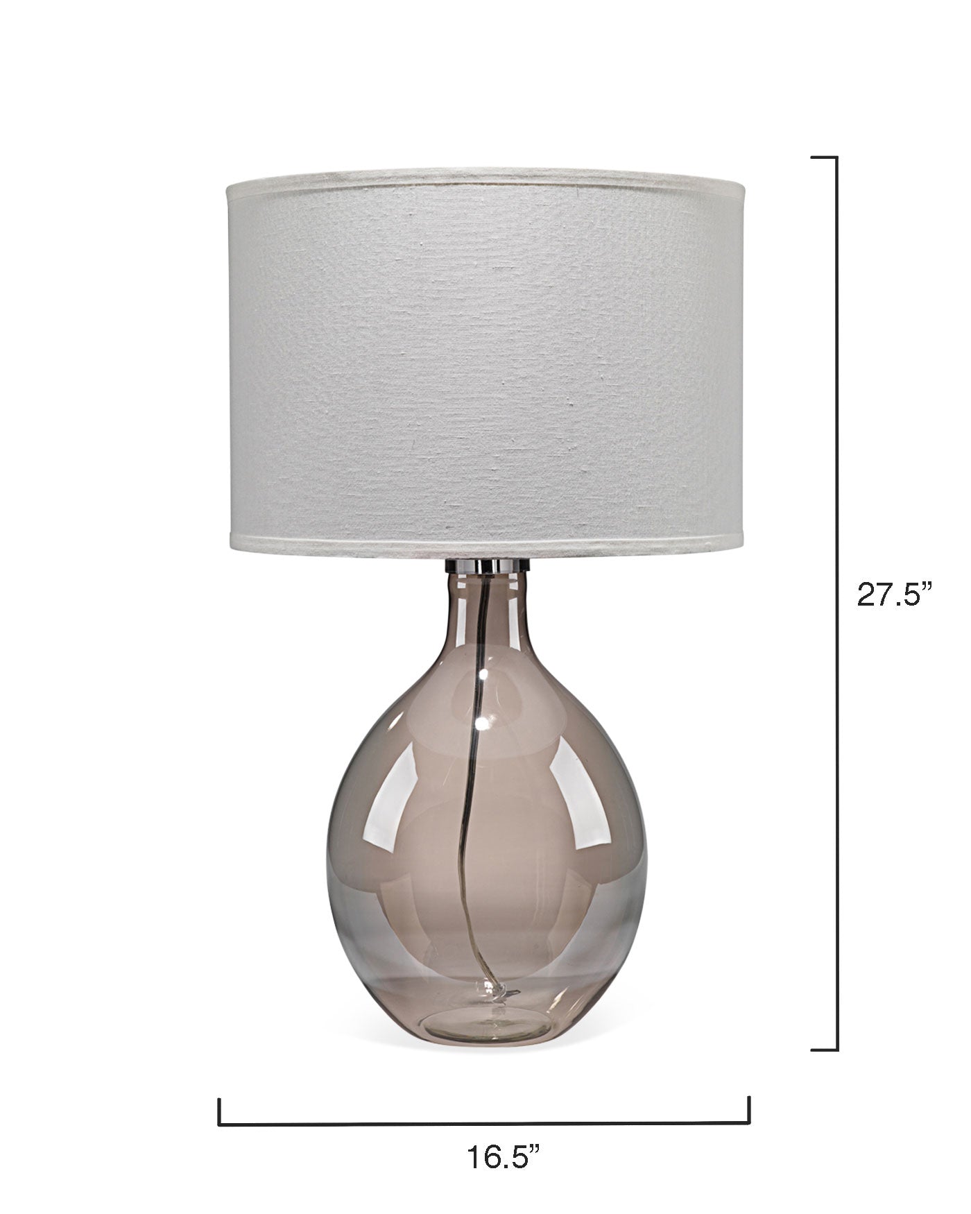 Juliette Table Lamp in Grey Glass With Drum Shade in Sea Salt Linen