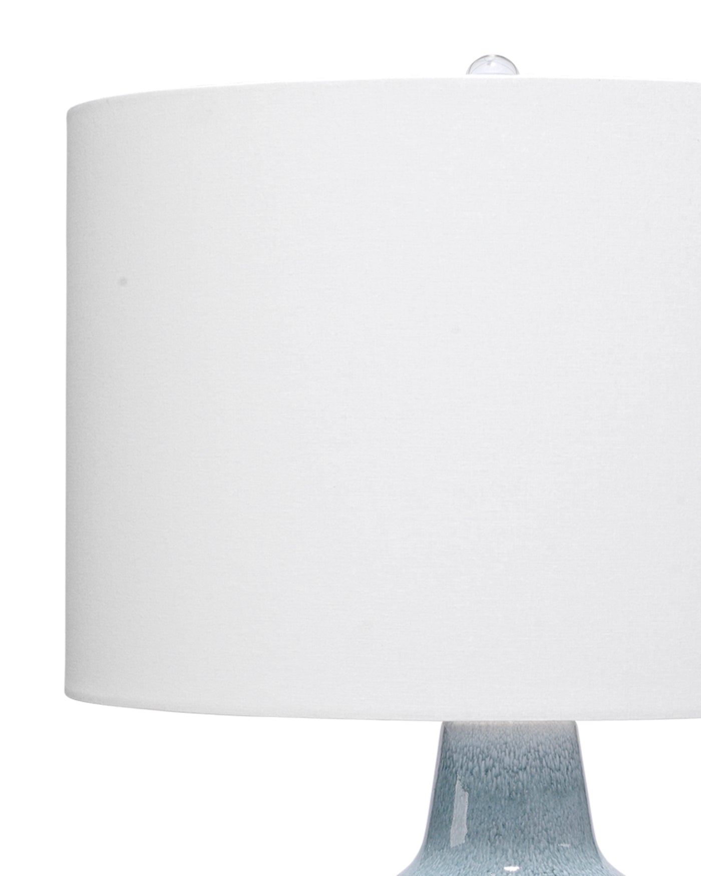 Aubrey Table Lamp In Blue Reactive Ceramic With Drum Shade In White Cotton