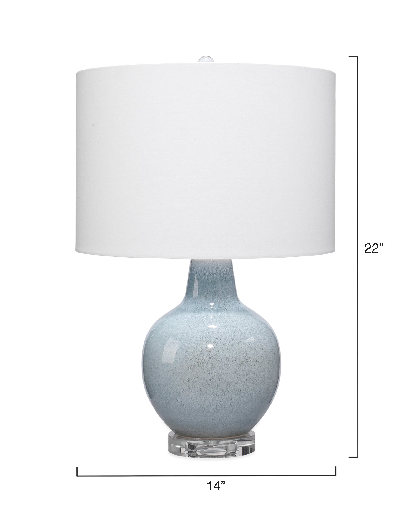 Aubrey Table Lamp In Blue Reactive Ceramic With Drum Shade In White Cotton