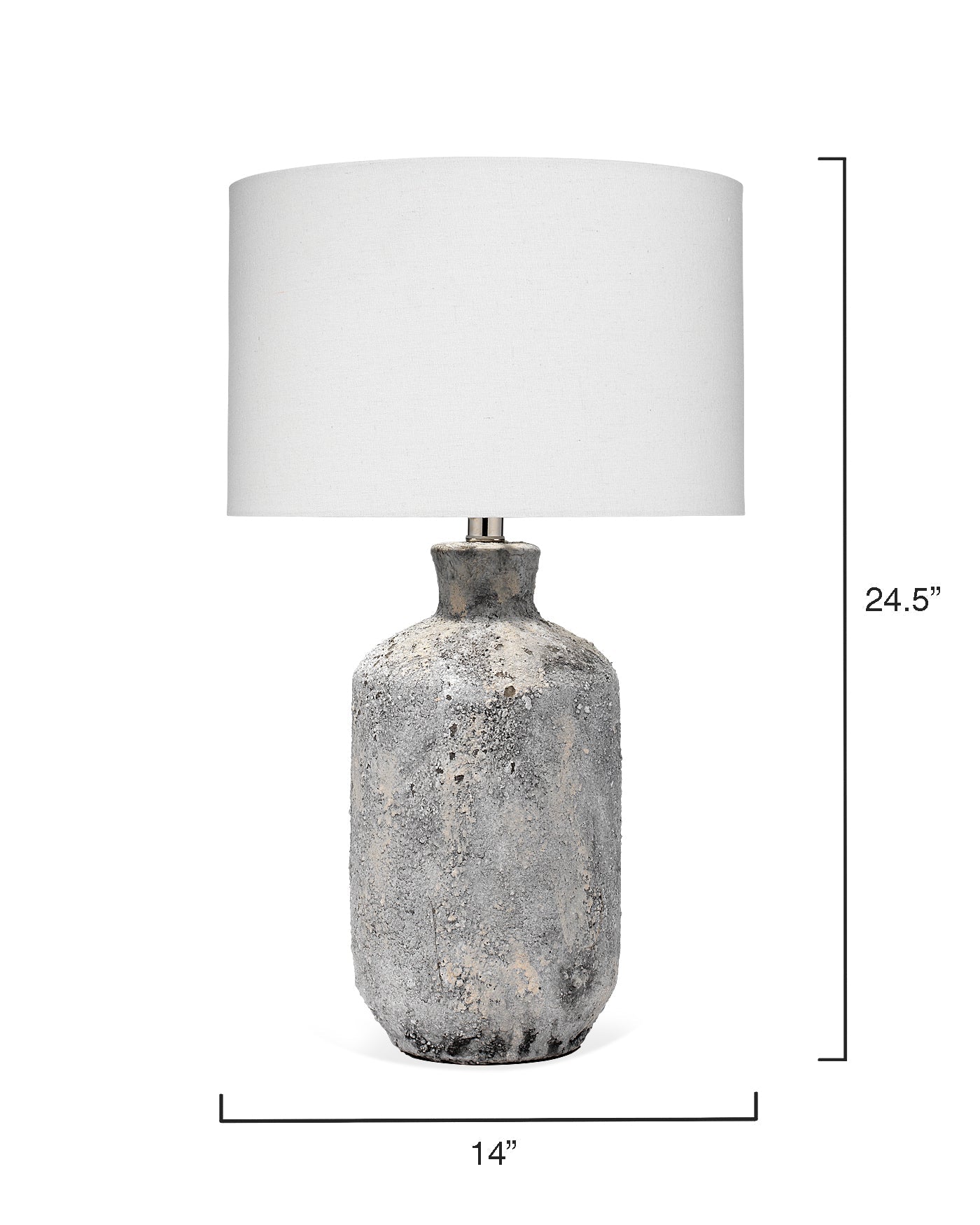 Blaire Table Lamp in Grey Textured Ceramic With Drum Shade in Cream Cotton