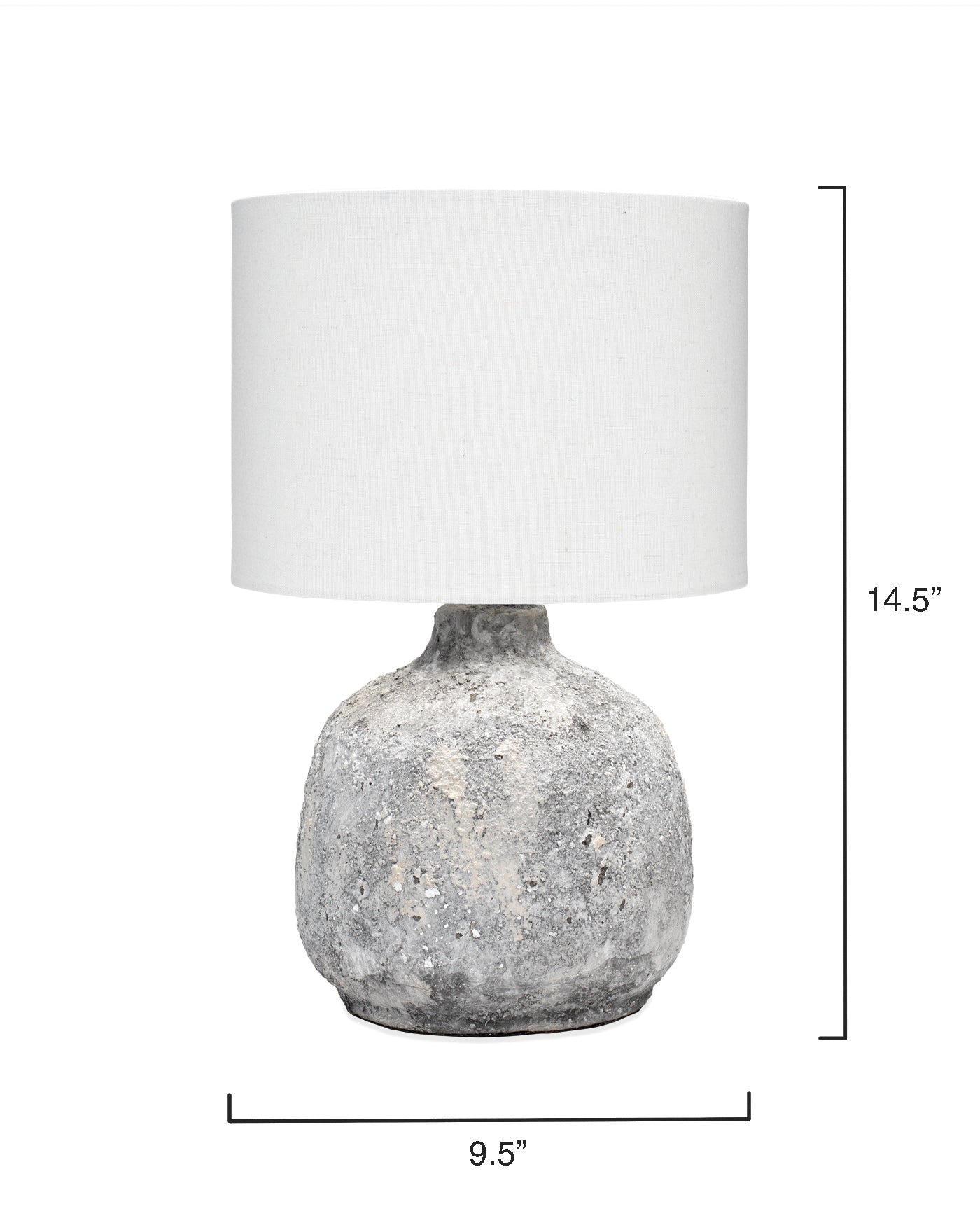 Blake Table Lamp in Grey Textured Ceramic With Drum Shade in Cream Cotton