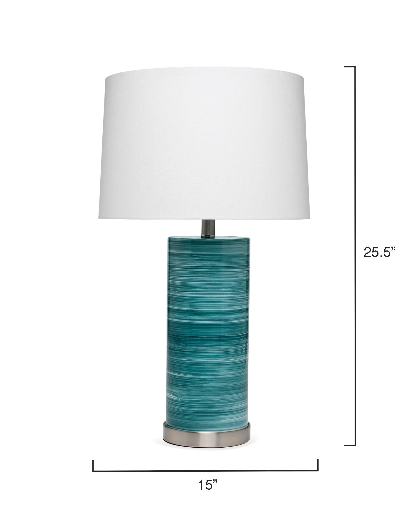 Casey Table Lamp in Turquoise & White Swirl Glass With Tapered Shade in Off White Linen