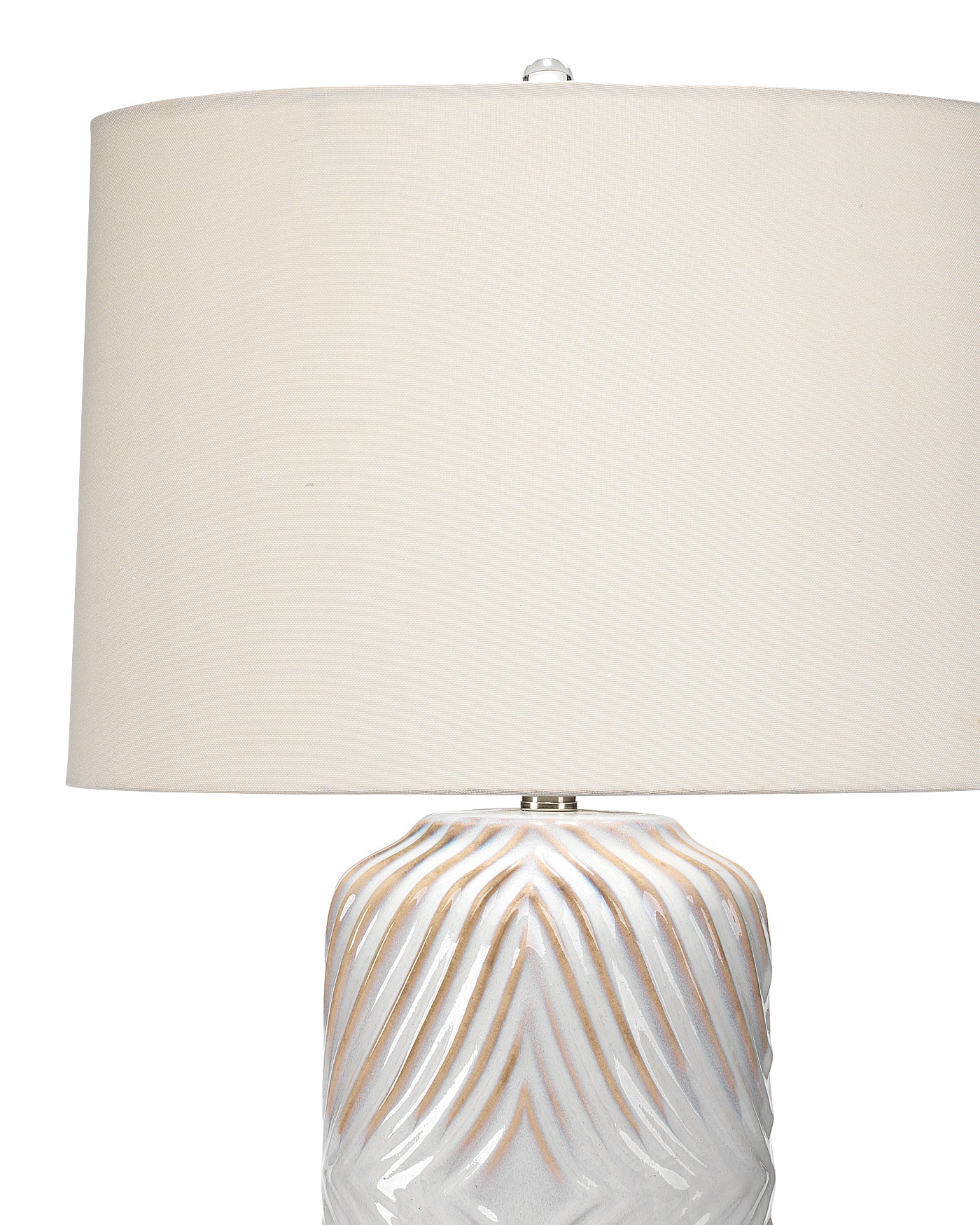 Harper Table Lamp in White With Natural Undertones Ceramic With Tapered Shade in Cream Linen