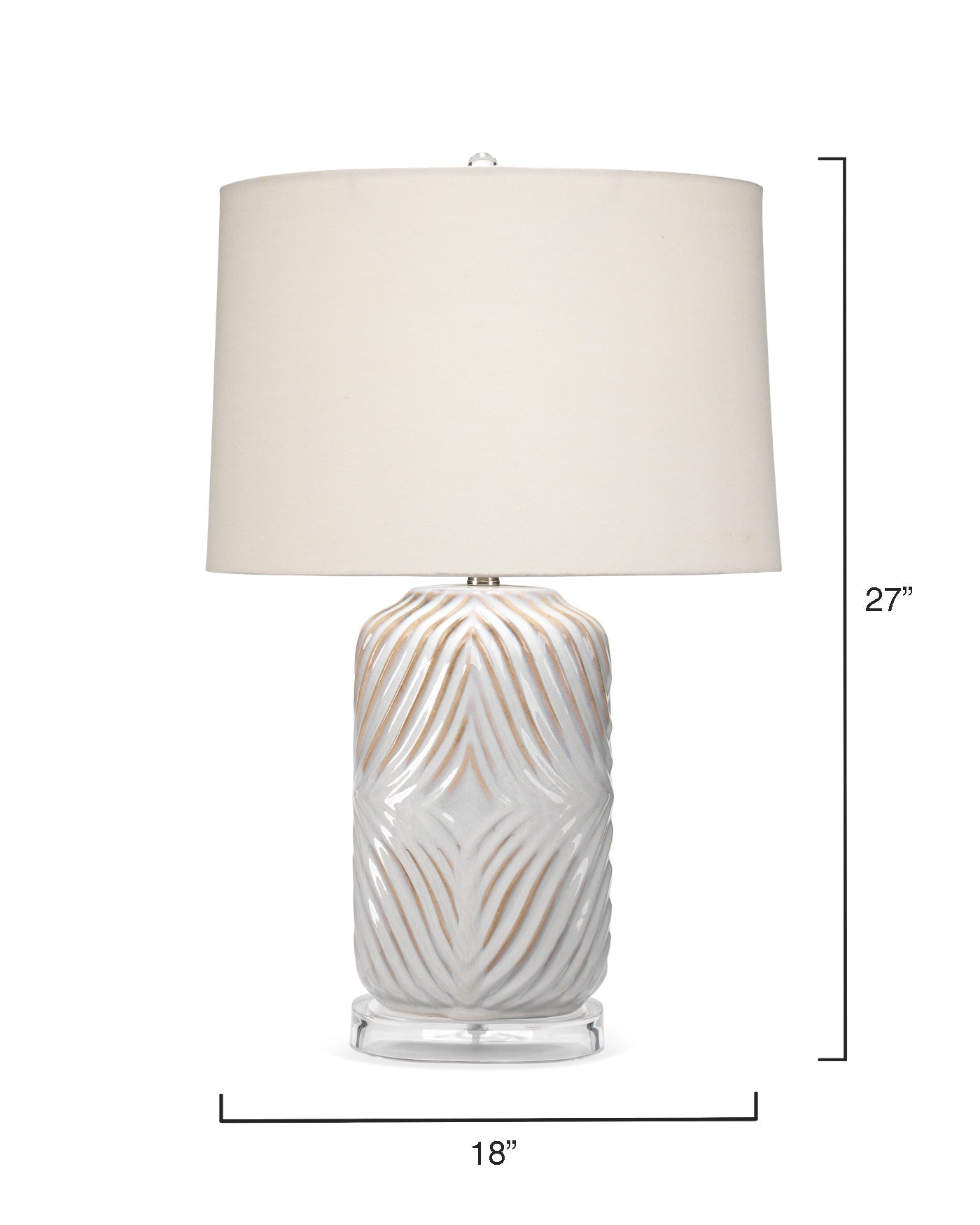 Harper Table Lamp in White With Natural Undertones Ceramic With Tapered Shade in Cream Linen