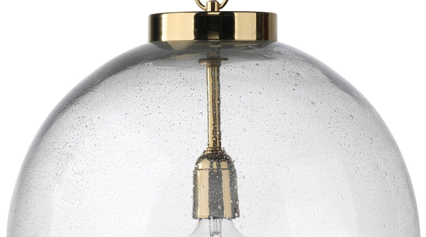 Luca Pendant in Antique Brass & Clear Seeded Glass